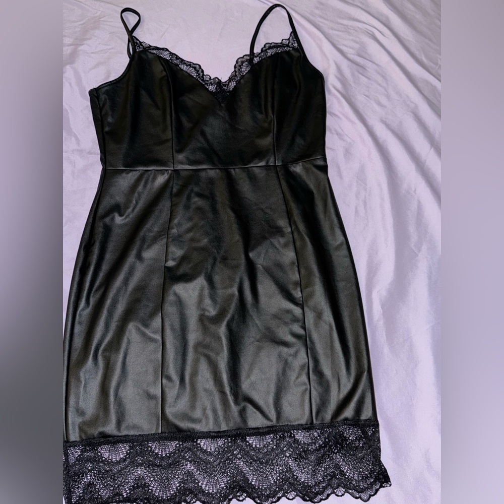 Elegant Black Lace Trim Slip Dress